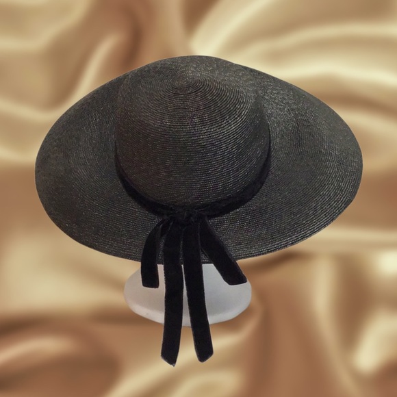 Vintage Women’s Wide-Brim Hat, Black - Picture 4 of 9